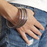 XMAS 6pcs Stainless Steel Wire Cuff Bangle Bracelet Set 4mm