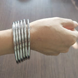 XMAS 6pcs Stainless Steel Wire Cuff Bangle Bracelet Set 4mm