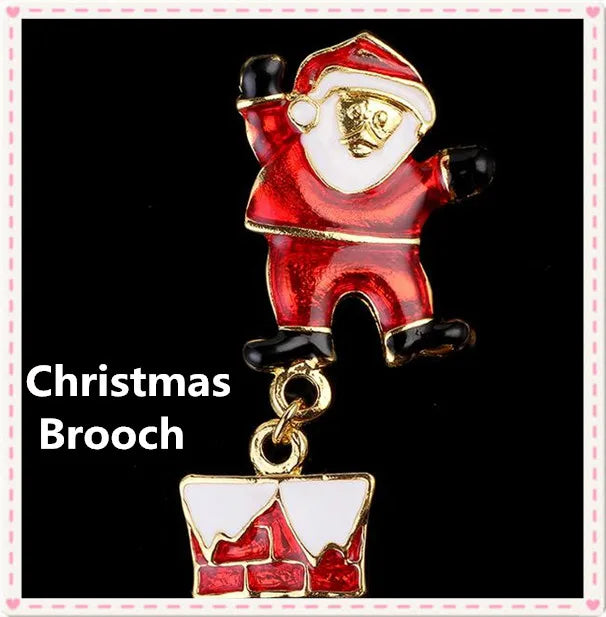 Christmas Santa Claus Chimney Brooch Pin Jewelry Decoration