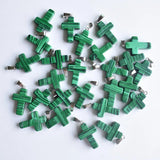 Malachite Stone Cross Pendants for DIY Necklace Jewelry Making - 50pcs