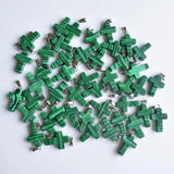 Malachite Stone Cross Pendants for DIY Necklace Jewelry Making - 50pcs