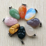 8pcs Natural Stone Carved Skull Shape Pendants for Jewelry Making