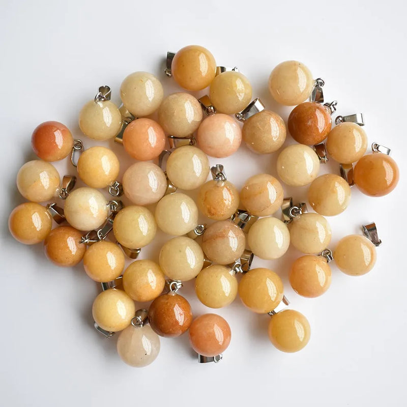 50pcs/lot Natural Stone Ball Shape Pendants for Jewelry Accessories