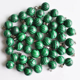 Malachite Stone Round Ball Charms Pendants for Jewelry Making