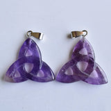 Amethyst Hollow Triangle Charm Pendants for Jewelry Making 4pcs