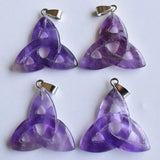 Amethyst Hollow Triangle Charm Pendants for Jewelry Making 4pcs
