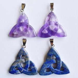 Amethyst Hollow Triangle Charm Pendants for Jewelry Making 4pcs