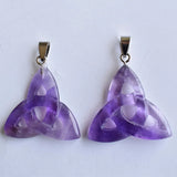Amethyst Hollow Triangle Charm Pendants for Jewelry Making 4pcs