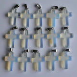 Opal Stone Cross Charms Pendants for Necklaces Jewelry Making 50pcs