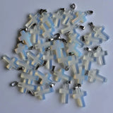 Opal Stone Cross Charms Pendants for Necklaces Jewelry Making 50pcs