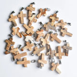 50pcs Natural Picture Stone Cross Charms Pendants for Jewelry Making