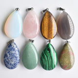 8pcs Hot Semi Precious Stone Drop Pendants 25x40mm Charms for Necklaces Making