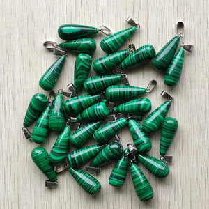 50pcs Malachite Stone Water Drop Shape Pendants for Jewelry Making