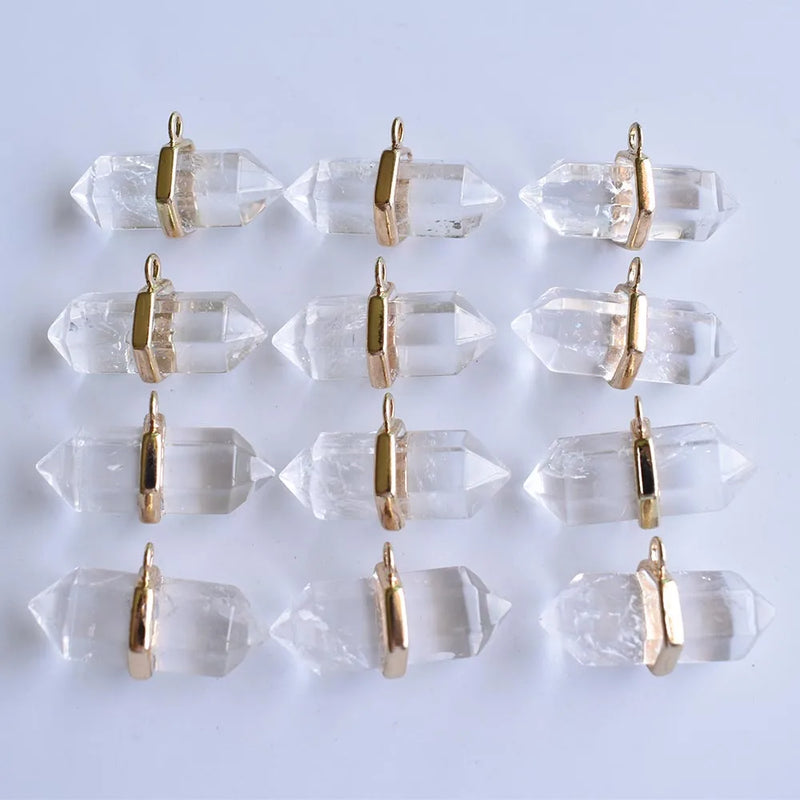 Crystal Pillar Point Chakra Charms Pendants for Jewelry Making