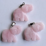 Pink Quartz Elephant Charms for Necklace Making, Set of 6