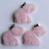 Pink Quartz Elephant Charms for Necklace Making, Set of 6