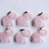 Pink Quartz Elephant Charms for Necklace Making, Set of 6