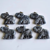 Natural Shimmer Stone Elephant Pendants for Necklace Making 6pcs/lot