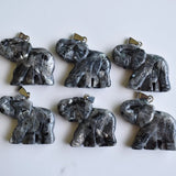 Natural Shimmer Stone Elephant Pendants for Necklace Making 6pcs/lot
