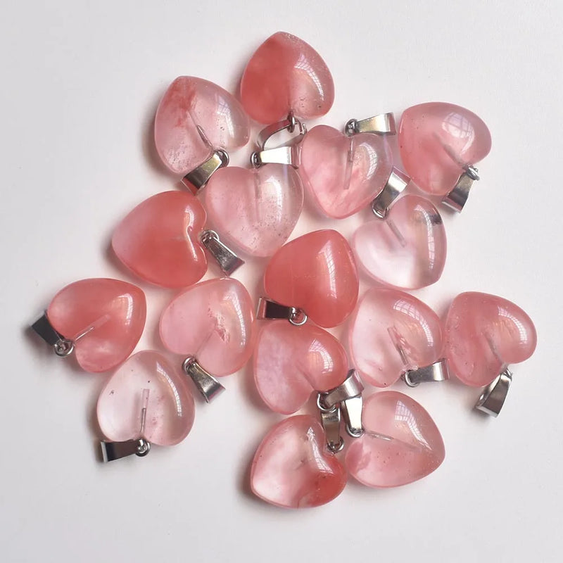 Watermelon Red Stone Heart Pendants DIY Jewelry Making 16mm 50pcs/lot
