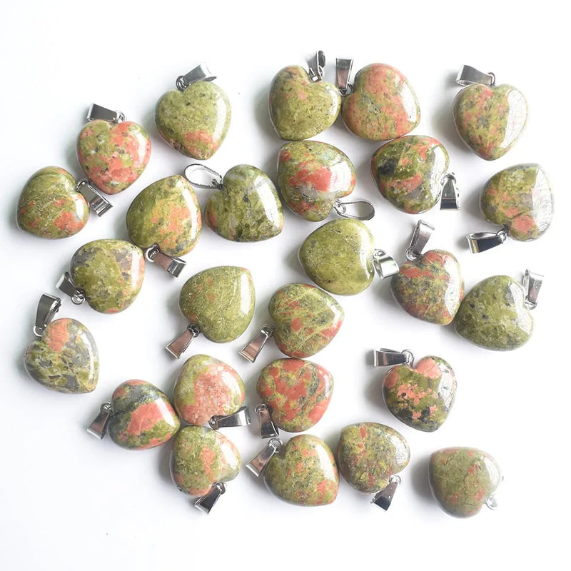 Green Heart Flower Pendants for DIY Jewelry Making 50pcs/lot