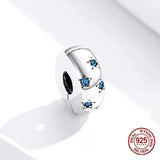 Sterling Silver 925 Star Zircon Charm Bangle Bracelet DIY