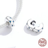 Sterling Silver 925 Star Zircon Charm Bangle Bracelet DIY