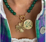 Green Malachite Beaded Choker Necklace Bohemian Pendant Jewelry