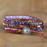 Boho Leather Bracelet Plated with Rhinestone