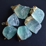6pcs Green Fluorite Irregular Pendants for Jewelry Making