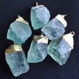 6pcs Green Fluorite Irregular Pendants for Jewelry Making