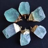 6pcs Green Fluorite Irregular Pendants for Jewelry Making