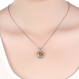 S925 Silver Pink Romance Princess Square Zircon Necklace Pendant