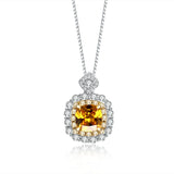 S925 Silver Pink Romance Princess Square Zircon Necklace Pendant