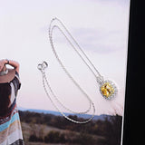 S925 Silver Pink Romance Princess Square Zircon Necklace Pendant