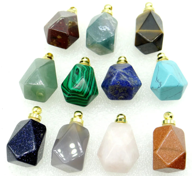 Natural Stone Tiger Eye Quartz Crystal Perfume Bottle Pendant Jewelry