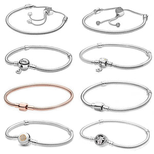 925 Silver Spring Heart Bracelet Daisy Strap DIY Adjustable Female