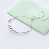 925 Sterling Silver Beaded Adjustable Bracelet DIY Lady