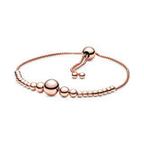925 Sterling Silver Beaded Adjustable Bracelet DIY Lady