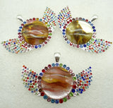 8PC Natural Stone Quartz Crystal Round Shaped Pendant for Diy Jewelry Making