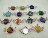 8PC Natural Stone Quartz Crystal Round Shaped Pendant for Diy Jewelry Making