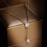 Water Drop Pendant Silver Long Chain Necklace for Women