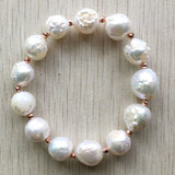 Baroque Natural Freshwater Pearl Charm Bracelet for Women