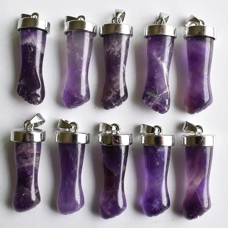 Natural Stone Amethyst Fist Shape Pendants 10pcs/Lot