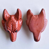 Natural Red Stone Carved Wolf Shape Pendants for Necklace Jewelry Making