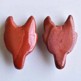 Natural Red Stone Carved Wolf Shape Pendants for Necklace Jewelry Making