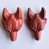 Natural Red Stone Carved Wolf Shape Pendants for Necklace Jewelry Making