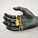 Ganesha Pendant Necklace Stainless Steel Elephant Jewelry