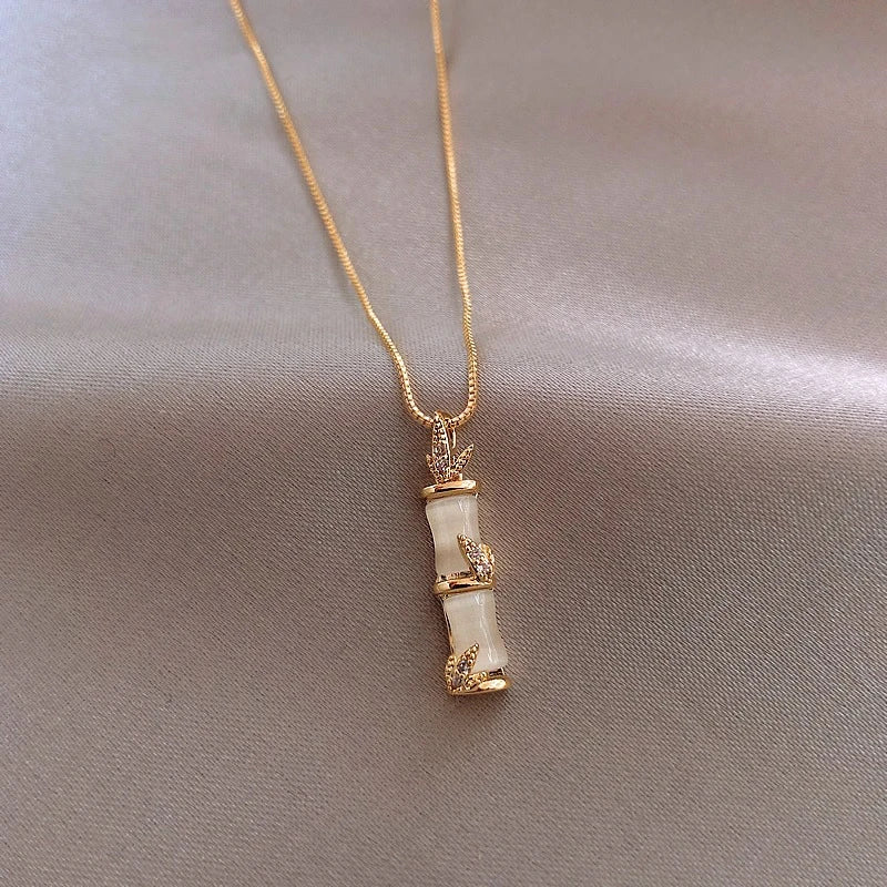 Bamboo Shaped Pendant Women's Collarbone Chain Short Necklace