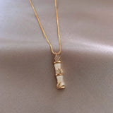 Bamboo Shaped Pendant Women's Collarbone Chain Short Necklace